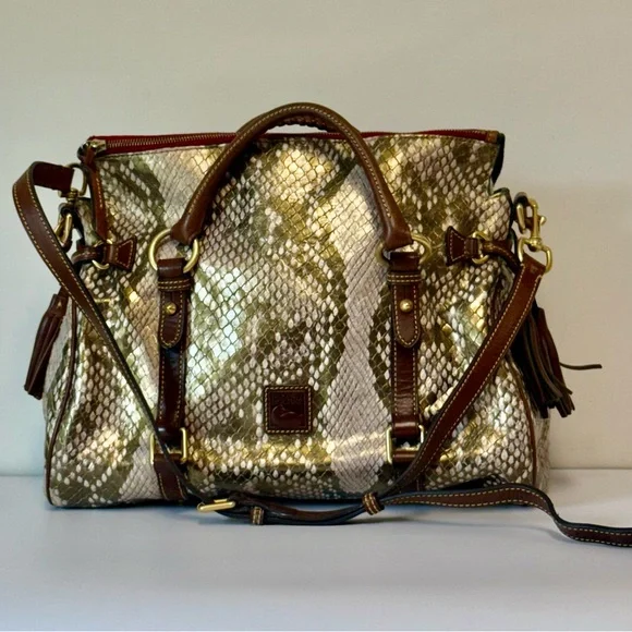Dooney & Bourke Snake Multi Leather Satchel Crossbody Handbag - Picture 2 of 9